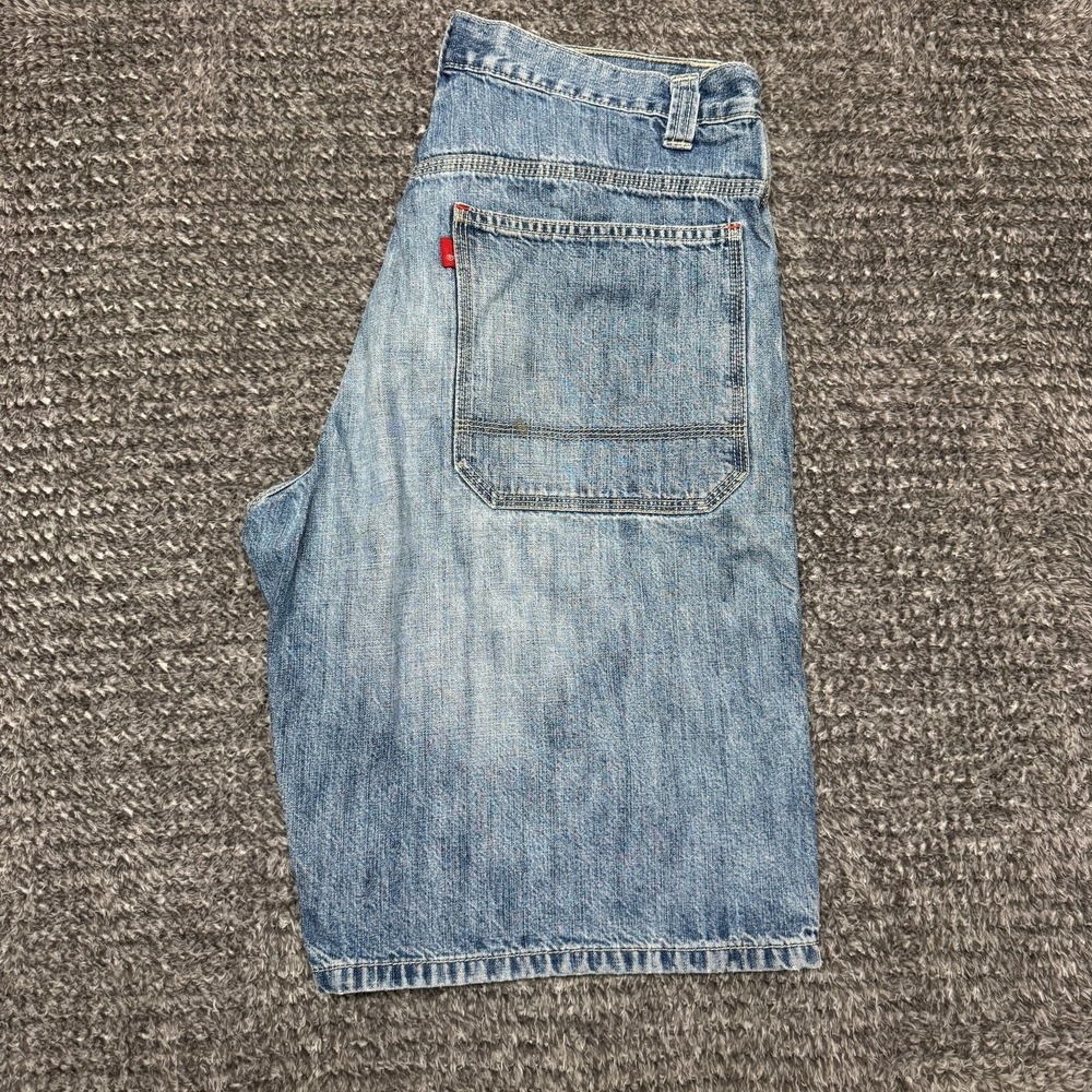 Levis Mens Worker Denim Shorts 33 Blue Light Wash Carpenter Utility Red Tab Y2K